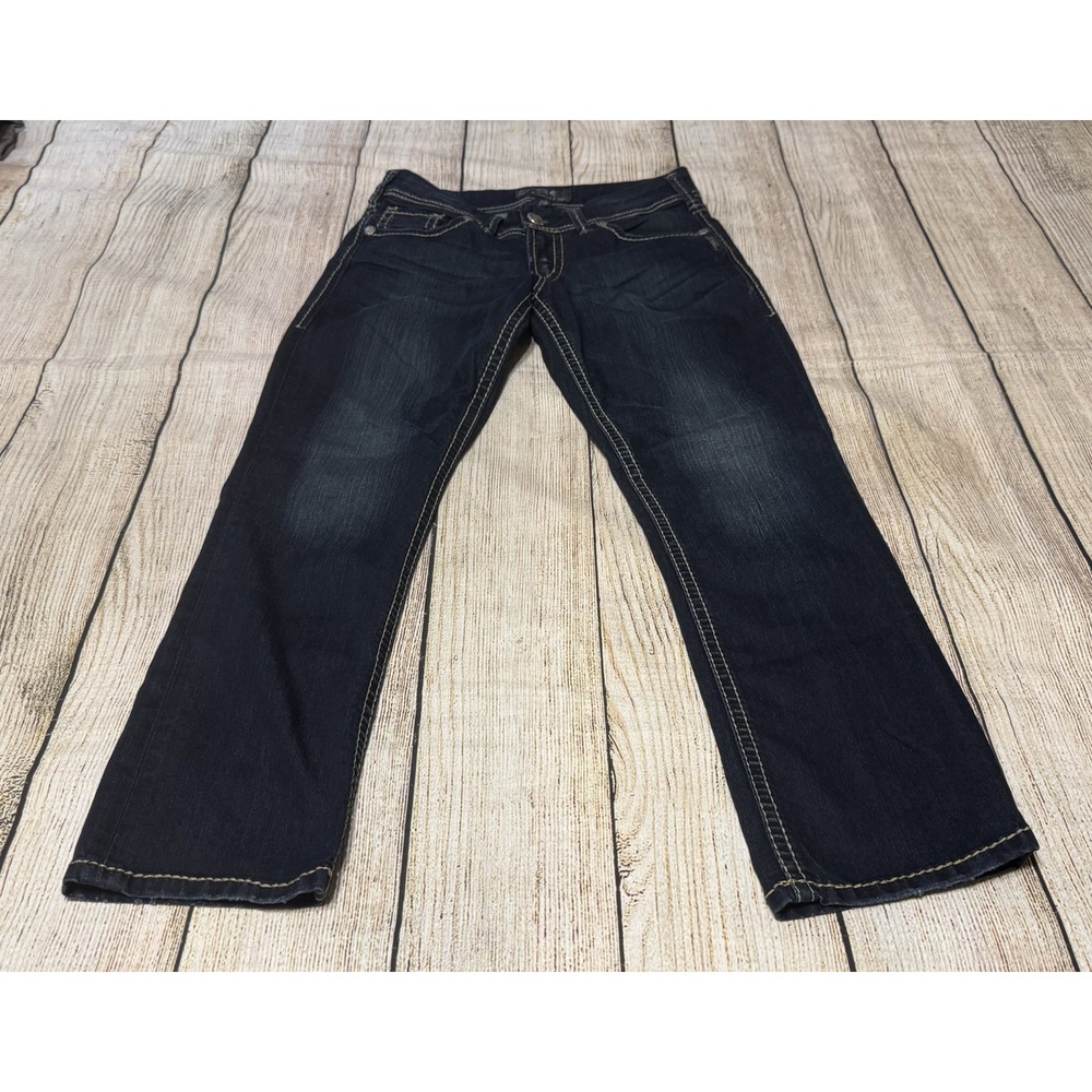 Silver Suki Capri Cropped Denim Jeans Dark Wash Sz 28 TubGB4